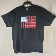 Camiseta estilo bandera americana Beer Pong juego de beber talla XL negra