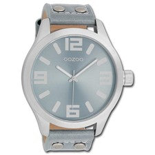 Oozoo Herren Armbanduhr Timepieces Analog Leder graublau UOC1010A