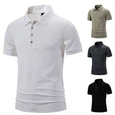 Camiseta Botón Hombres Informal Moda Hermosa Solapa Cuello Minimalista Regular