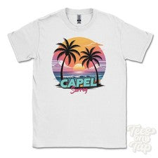 CAMISETA CAPILLA SURREY - Retro Estilo Miami Divertida Parodia de Verano Reino Unido