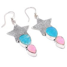 Pendiente de joyería de plata esterlina 925 hecho a mano con piedras preciosa...
