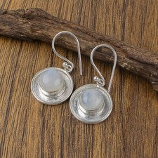 Regalo de boda para ella Pendientes de piedras preciosas de piedras lunares arco iris natural de plata 925