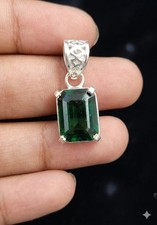 Colgante de piedra preciosa de plata maciza 925 con esmeralda natural de 23,56 quilates certificado