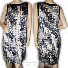 Nuevo Vestido Vaina Sandra Darren Estampado Blanco Negro 10 Corpcore Oficina Elegante Boda