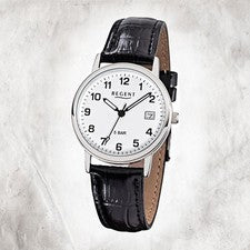 Regent Cuero Reloj para Hombre F-791 Reloj de Cuarzo Pulsera Negro URF791