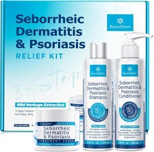 RoyceDerm Set de Cuidado de Dermatitis Seborreica y Psoriasis (Champú|Acondicionador|Crema)