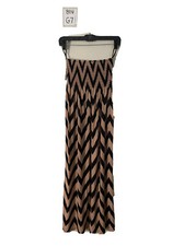 Maxi Vestido Moda Revista Bronceado Negro Chevron Sin Tirantes Mujer’s Talla M