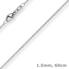 Collar de anclaje redondo de oro blanco 585 de 1,5 mm, 60 cm, mujer