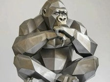 Estatua geométrica de pensamiento de gorila arte moderno escultura decoración del hogar