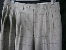 PANTALONES VANETTI LE COLLEZIONI HECHOS A MANO PARA HOMBRE 36 PLATA MARRÓN DISEÑO A CUADROS NUEVOS CON ETIQUETAS
