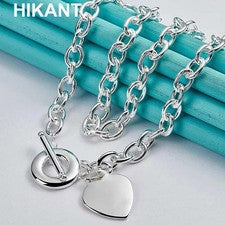Collar de plata de ley 925 relleno de cadena básica colgante de corazón para mujer joyería