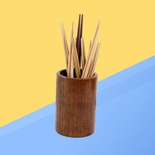 Organizador de utensilios de cocina de madera con orificios de drenaje contenedor