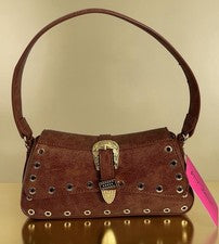 Bolso de Hombro Betsey Johnson Mini Hebilla Dorado Tachonado Para Mujer Tostado/Marrón Nuevo con Etiquetas