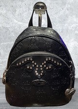 Mochila Ed Hardy Negra Calavera y Huesos Cruzados Repujado Estrás y Cremallera Dijes ~ Nueva con Etiquetas