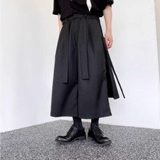 Pantalones sueltos culottes informales estilo callejero japonés para hombre pierna ancha