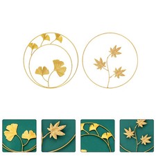 Colgante colgante de 2 piezas de metal para decoración de hojas de pared hogar sala de estar