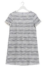 MANGO Basics Damen Sommerkleid Kurzarm Gr. 36 hellgrau meliert