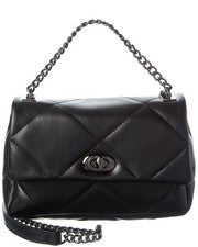 Bolso de hombro italiano de cuero para mujer negro