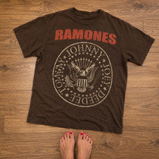 Camiseta Ramones Marrón Gráfico Estilo Vintage Punk Rock Banda Camiseta