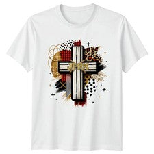 Camiseta para mujer con estampado de guepardo de cruz de Jesús fe cristiana regalo de Pascua para ella