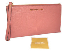 MICHAEL KORS Para Mujer MK Jet Set LG Cremallera BRACHE Muñequera Cartera Cuero Rosa