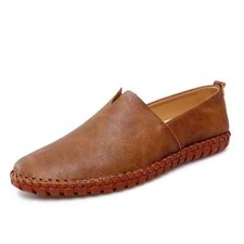 Mocasines informales de cuero para hombre mocasines antideslizantes transpirables sin cordones zapatos de barco