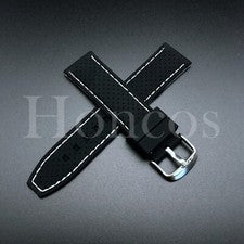 Correa de reloj de goma de silicona con costuras blancas y negras de 22 mm para Rolex EE. UU.