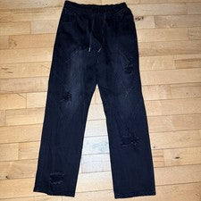 Pantalones de mezclilla Watson negros desgastados estilo jogger para hombre talla 32