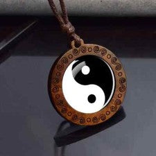 Collar colgante de madera Boho Yin Yang para hombre y mujer joyas