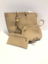 Moda Para Mujer Bolso Cartera Bolso de Mano Conjunto de 3 Piezas 100% Hecho por el Hombre Material Marrón