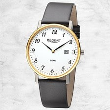 Regent reloj de cuero para hombres reloj de pulsera cuarzo gris oscuro correa de cuero URF1562