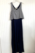 Vestido Rosa Rosa Para Mujer Grande Azul Marino Marfil Rayas Maxi Tanque NUEVO Boho Chic Y2K