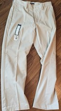 Nuevos pantalones chinos para hombre Falls Creek caqui tostados 31 X 30 pierna recta frente plano nuevos con etiquetas