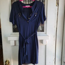 Vestido para mujer Perseption Concept azul marino dorado detalle botones bolsillos talla M