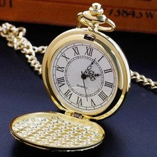 Reloj Bolsillo Oro Lujo con Cadena Completo Hunter Cuarzo Regalo Antiguo Llavero Relojes