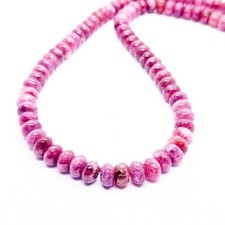 Collar de cuentas de turmalina rosa, cuentas de rondelle de 8 mm, joyería de piedras preciosas rosas, mano