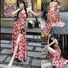Vestido de mujer de vacaciones sin mangas vestido de primavera vacaciones sin mangas