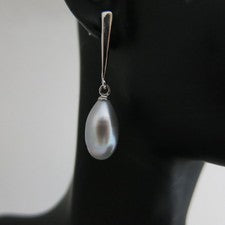 Pendientes Pendientes Pendientes Cuentas Reales Gotas Gris Arco Iris 925 en Estuche