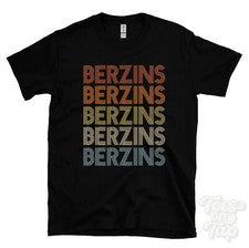 CAMISETA BERZINS ESTILO RETRO REPETIDO Hombre y Mujer Novedad Genial Nombre Regalo