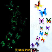 12 x Pegatinas de Pared Mariposa Luminosas 3D Decoración del Hogar Pegatina Dormitorio Niño