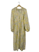 Vestido de verano H&M mujer 38 viscosa estampado floral oliva hippie vestido casual