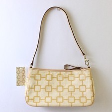 Nine West NWT Bolso Beige Tejido Forrado Con Cierre Cremallera