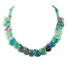Precioso collar de gemas fluorita en forma de gota y libre