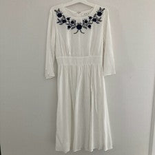Vestido Mod Ref Mujer Talla XS Blanco, Diseño Floral, Nuevo Sin Etiquetas, Hasta la Rodilla