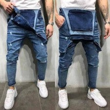 Pantalones de mezclilla elásticos rasgados de moda para hombre desgastados trabajo general