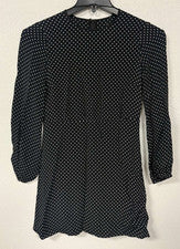 Vestido para mujer de moda negro blanco a lunares manga 3/4 talla pequeña nuevo