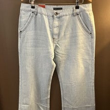 Pantalones de mezclilla retro de pierna ancha DIMEN NUO DMN moda ocio para hombre, azul teniente, 35 W