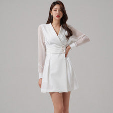 Vestido Para Mujer Blanco Temperamento Moda Elegante Informal Cómodo Cintura Ajustada