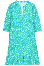 Vestido para mujer - Vestido estampado - Pequeño - Verde brillante azul cielo