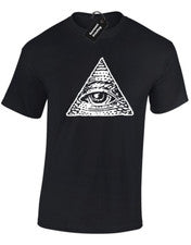 CAMISETA ALL SEE EYE PARA HOMBRE COOL ILLUMINATI CONSPIRACIÓN BOTÍN MODA TOP